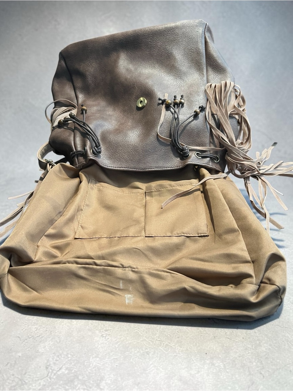 Boho Chic Embroidered Fringe Backpack - Picture 9 of 11